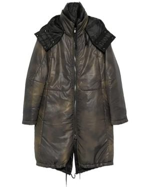 Masnada Printed Hooded Coat - Grey