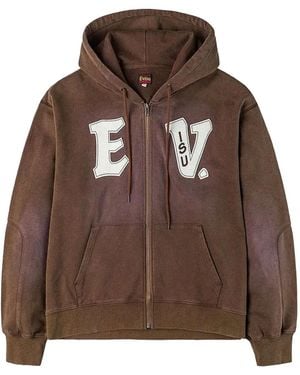 Evisu Appliqué Zip-Up Hoodie - Brown