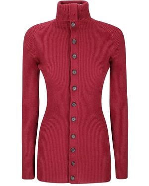 Yohji Yamamoto Jersey con cuello alto - Rojo