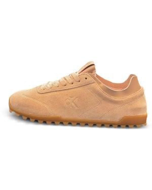 Calvin Klein Logo-Embossed Suede Sneakers - White