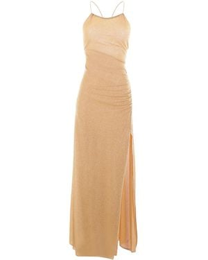 Oséree Semi-Sheer Metallic-Threading Dress - Natural