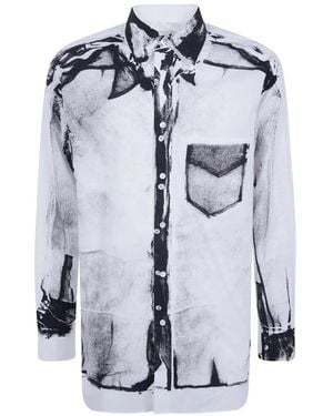 Paul Smith Graphic-Print Chest-Pocket Shirt - Blue