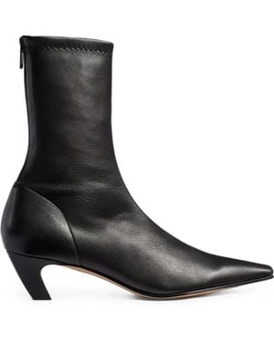 KHAITE Arizona Leather Ankle Boots - Black