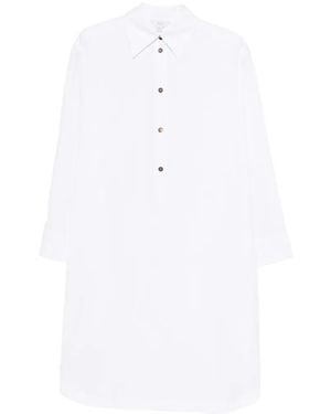 Malo Button Midi Dress - White
