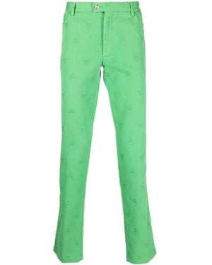 Philipp Plein Skull Embroidery Straight-Leg Trousers - Green