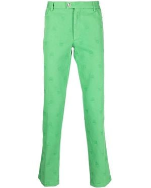 Philipp Plein Skull Embroidery Straight-Leg Trousers - Green