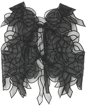 Cecilie Bahnsen Abaya Bow-Embroidered Sheer Blouse - Black