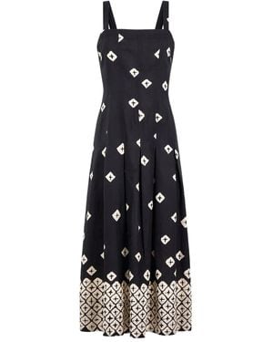 Marie Oliver Dixon Pleated Print Midi Dress - Black
