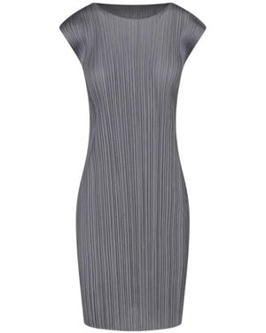 Pleats Please Issey Miyake Plissiertes Minikleid - Grau