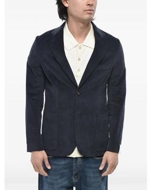 Paolo Pecora Single-Breasted Cotton Blazer - Blue