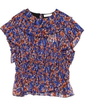 Ulla Johnson Athene Ruffled Floral-Pattern Blouse - Blue