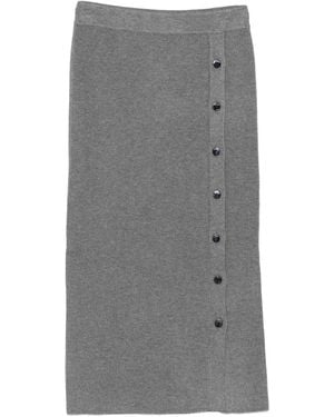 Liu Jo Ribbed Button-detail Skirt - グレー