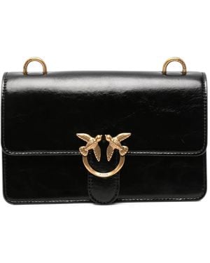 Pinko Mini Love One Leather Shoulder Bag - Black