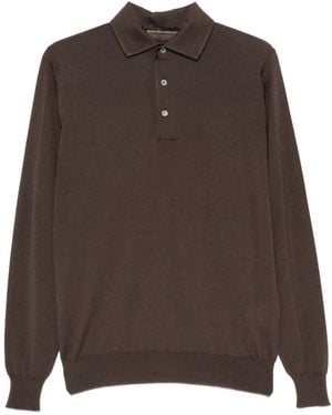 FILIPPO DE LAURENTIIS Long-Sleeve Polo Shirt - Brown