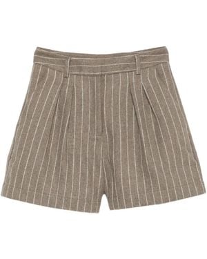 MC2 Saint Barth Pinstripe-Pattern Pleated Shorts - Brown