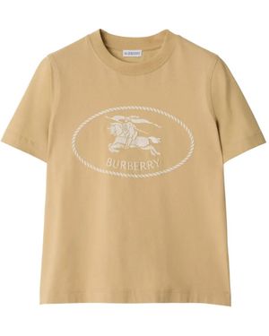 Burberry Knight Stamp Cotton T-Shirt - Natural
