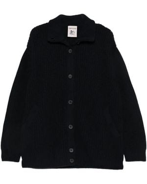 Semicouture Ribbed-Knit Leather-Patch Jacket - Black