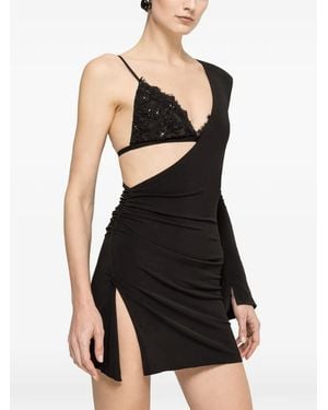 Nissa Asymmetrical Sequin-Embellished Dress - Black