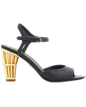 Ferragamo Cage 85Mm Leather Sandals - Black