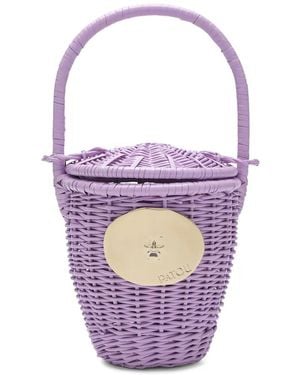 Patou Bolso Bombonera De Mimbre - Morado