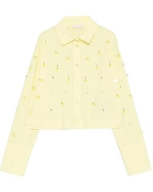 Liu Jo Boxy Shirt With Bejewelled Embellishment - Yellow