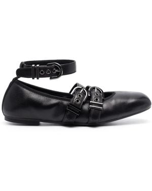 Stuart Weitzman Leather Ballerina Shoes - Black