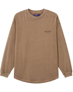 AFTERMATHS Graphic-Print Long-Sleeve T-Shirt - Natural