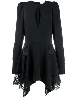 Stella McCartney Asymmetric Floral Lace Mini Dress - Black