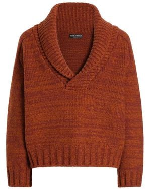 Dolce & Gabbana Pull En Laine Moulinée - Brown
