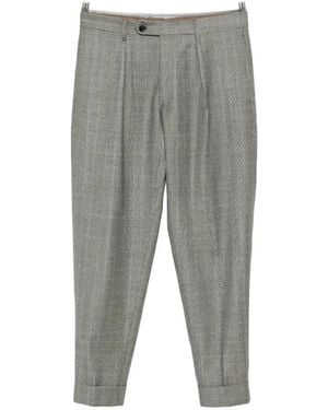 Berwich Prince Of Wales Check Pleated Pants - Gray