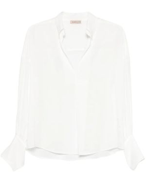 Blanca Vita Buttoned-Cuffs Top - White