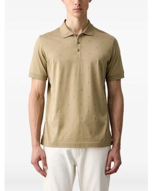 KARL LAGERFELD Monogram-Embroidered Polo Shirt - Natural