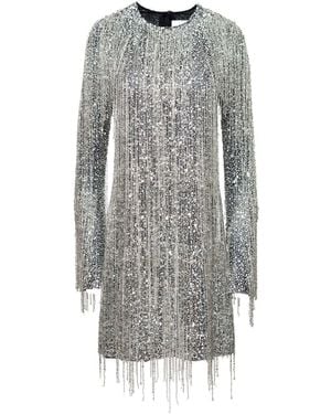 Carolina Herrera スパンコールトリム フリンジ ドレス - グレー