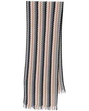 Missoni Sjaal Met Franje En Chevron-Streep - Wit