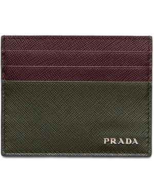 Prada Logo Leather Card Holder - Purple