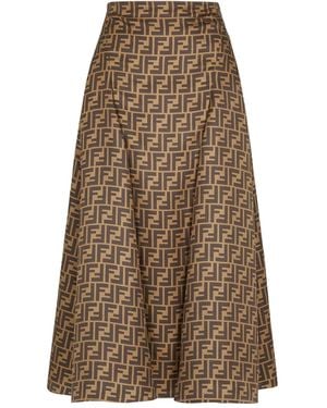 Fendi Ff-print Skirt - Brown