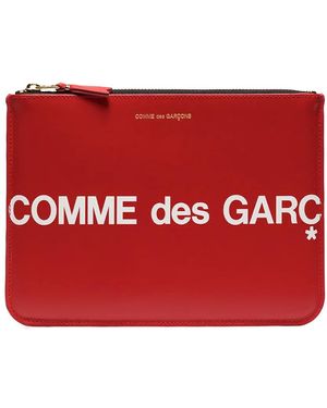 Comme des Garçons Portafoglio con cerniera logo enorme 8100 pelle bovina rossa SA - Rosso