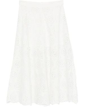 FRAME Falda Midi Solstice Bordada - Blanco