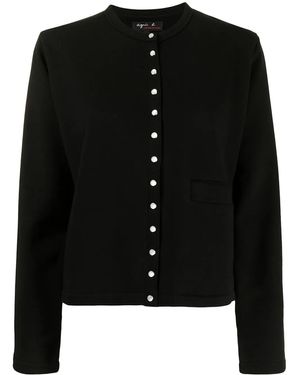 agnès b. Snap-Fastening Knitted Cardigan - Black
