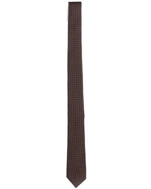 Lardini Geometric-Pattern Silk Tie - White