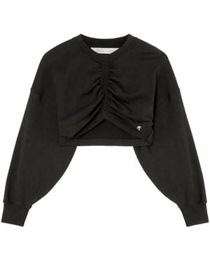 Palm Angels Ruched-Detail Cropped Sweatshirt - Black