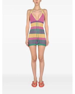 Gallo Striped Tassel-Detail Mini Dress - Pink