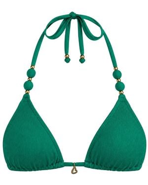 Banana Moon Bead-Embellished Ribbed Bikini Top - Green