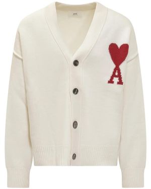 Ami Paris Ami De Coeur Cardigan - White