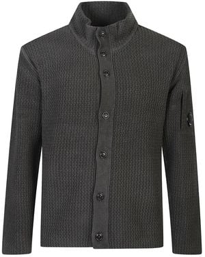 C.P. Company Textured Button Cardigan - Black