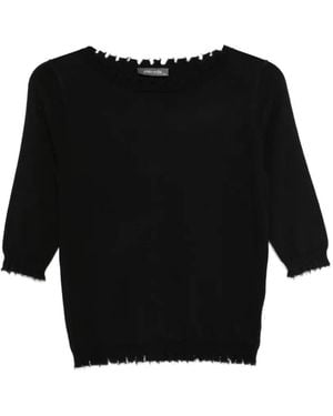 Philo-Sofie Cashmere Frayed Short-Sleeved Sweater - Black
