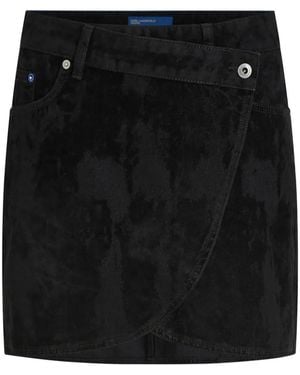 KARL LAGERFELD Velvet Denim Mini Skirt - Black