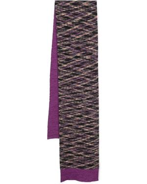 Missoni Patterned-Intarsia Reversible Scarf - Purple