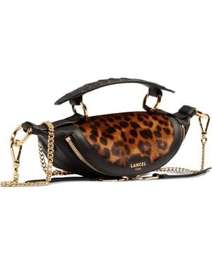 Lancel Mini Origami Leather Leopard-Print Crossbody Bag - Brown