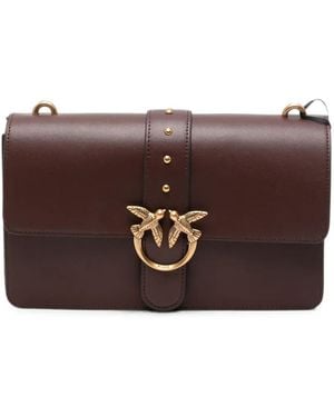 Pinko Small Love One Classic Studded Shoulder Bag - Brown
